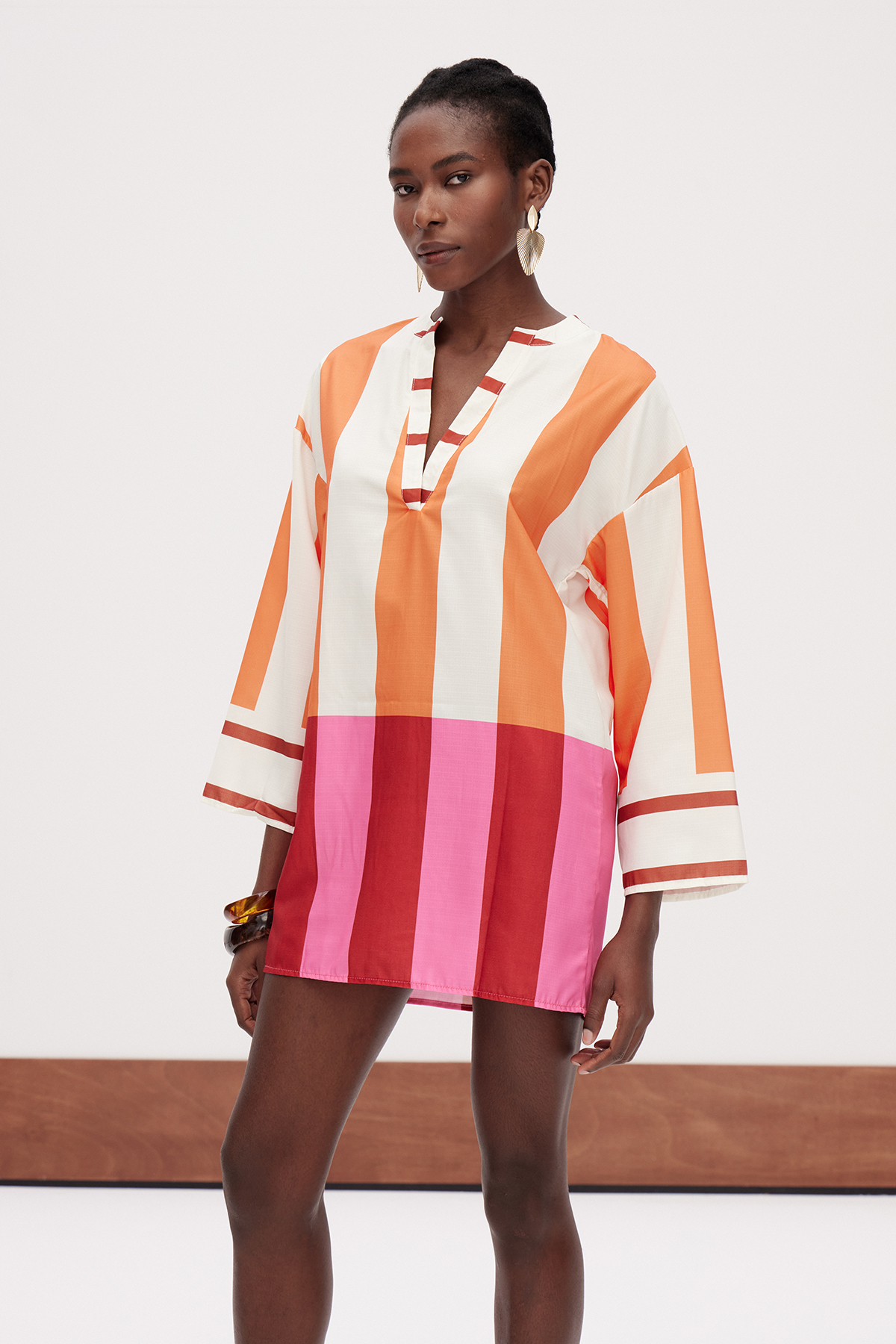 Gabrielius V Neck Colorblock Mini Dress