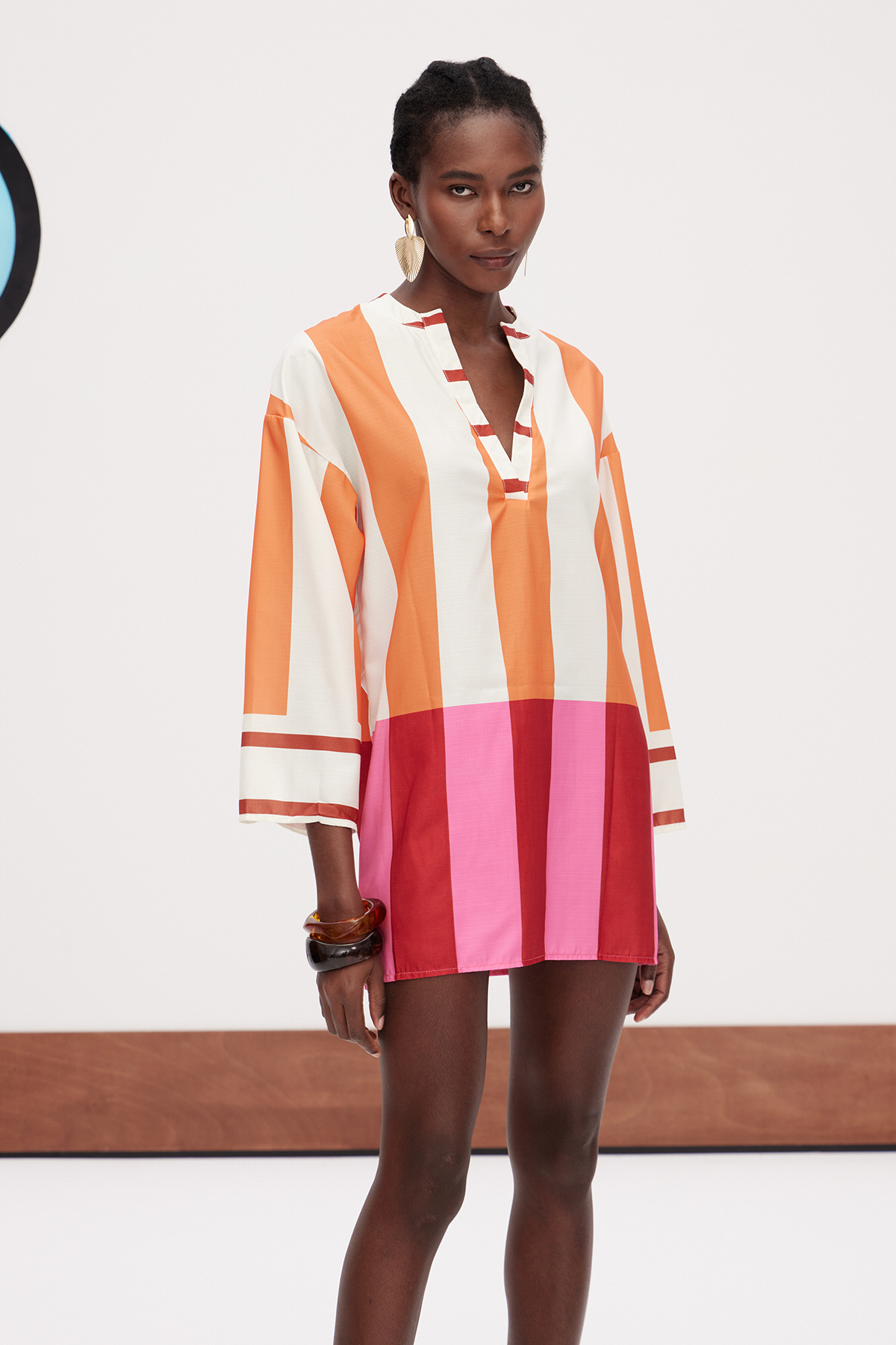 Gabrielius V Neck Colorblock Mini Dress