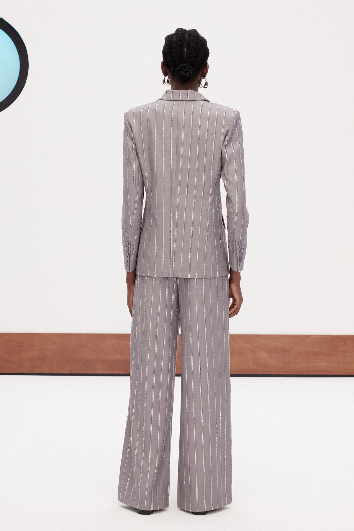 Gadise Stripe Double Breasted Pants Set