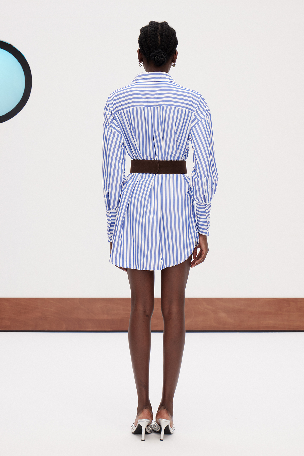 Gaetano Stripe Belt Mini Shirt Dress