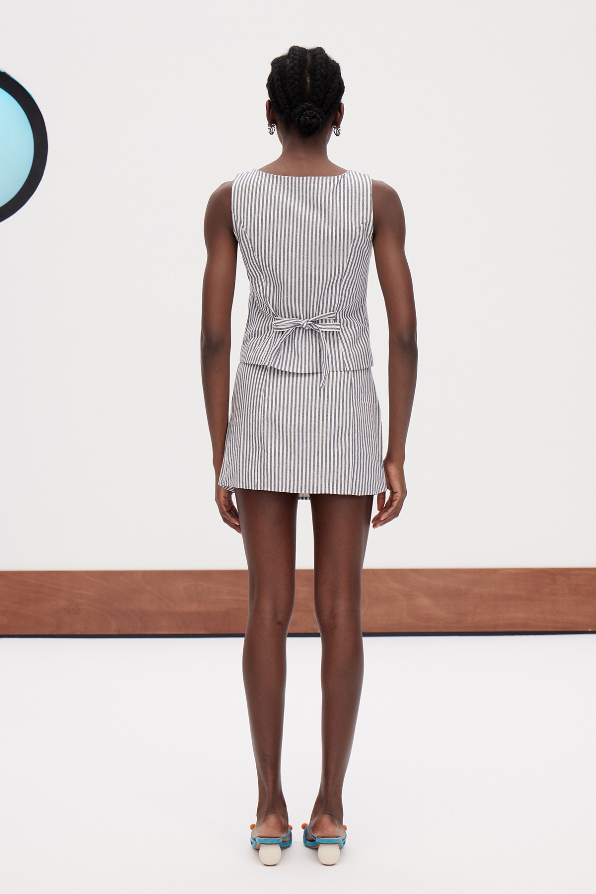 Gafar Stripe Button Skirt Set