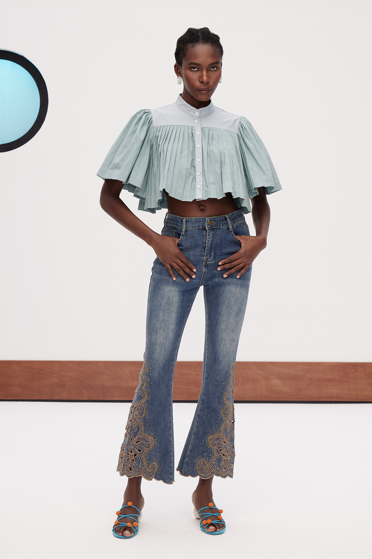 Gaiana Rhinestone Embroidered Bootcut Jeans