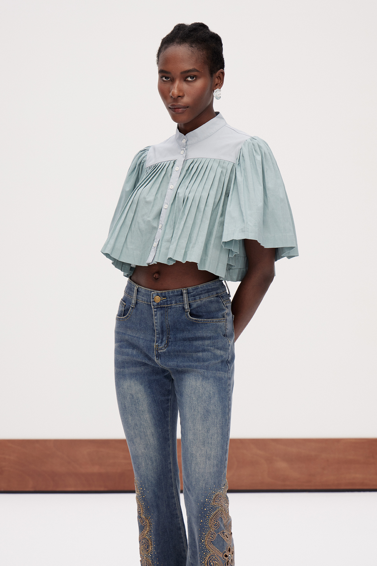 Gaheris Pleated Bubble Top