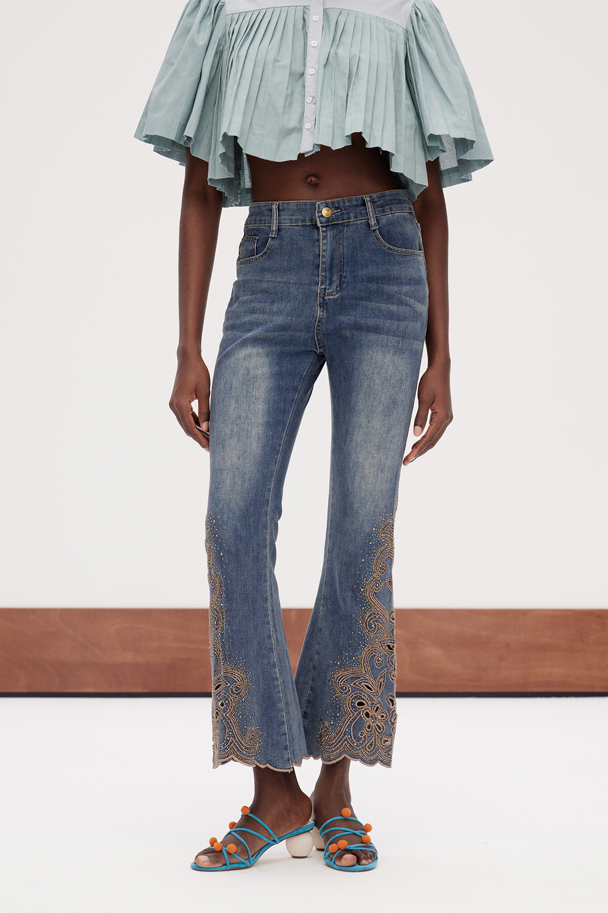 Gaiana Rhinestone Embroidered Bootcut Jeans