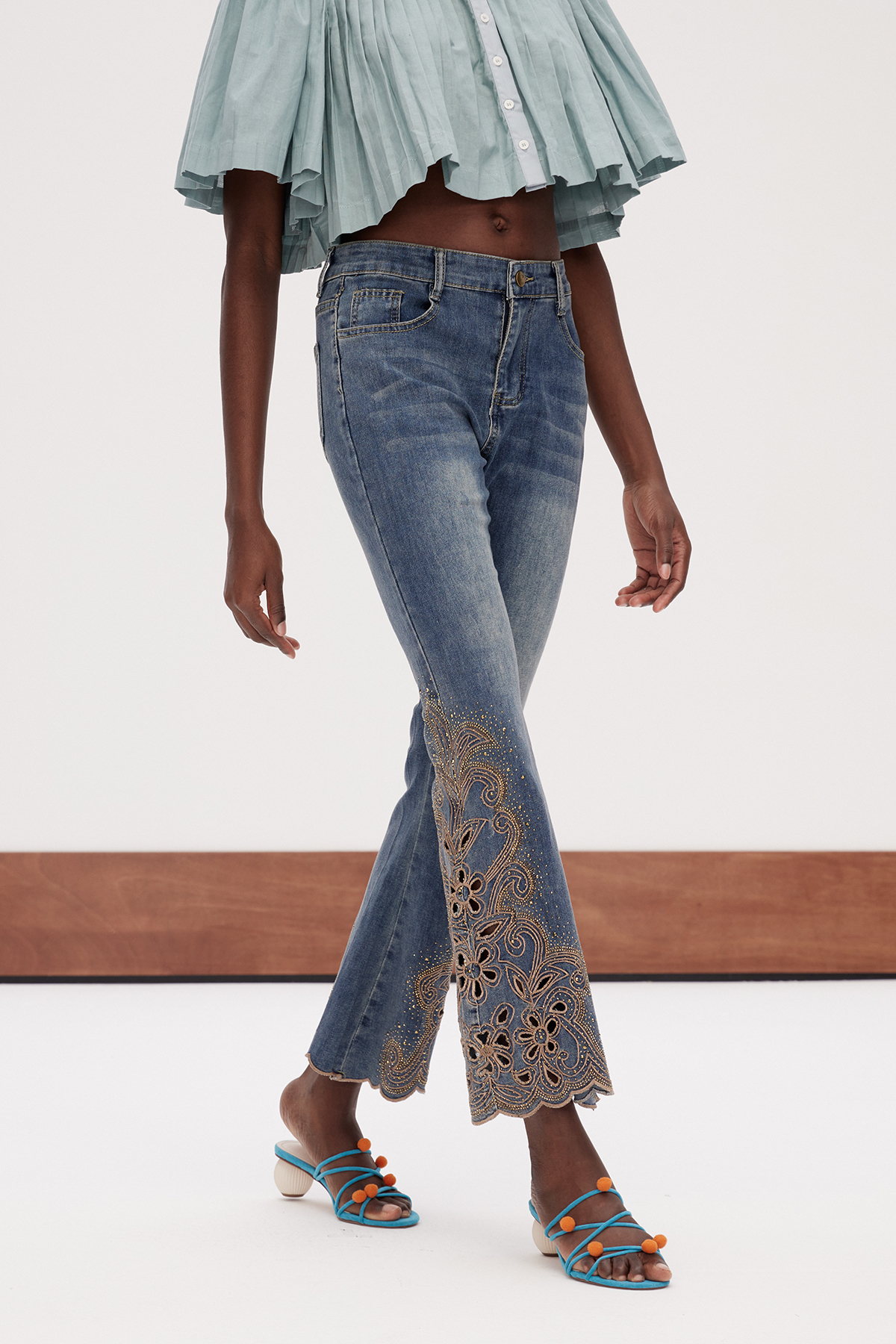 Gaiana Rhinestone Embroidered Bootcut Jeans