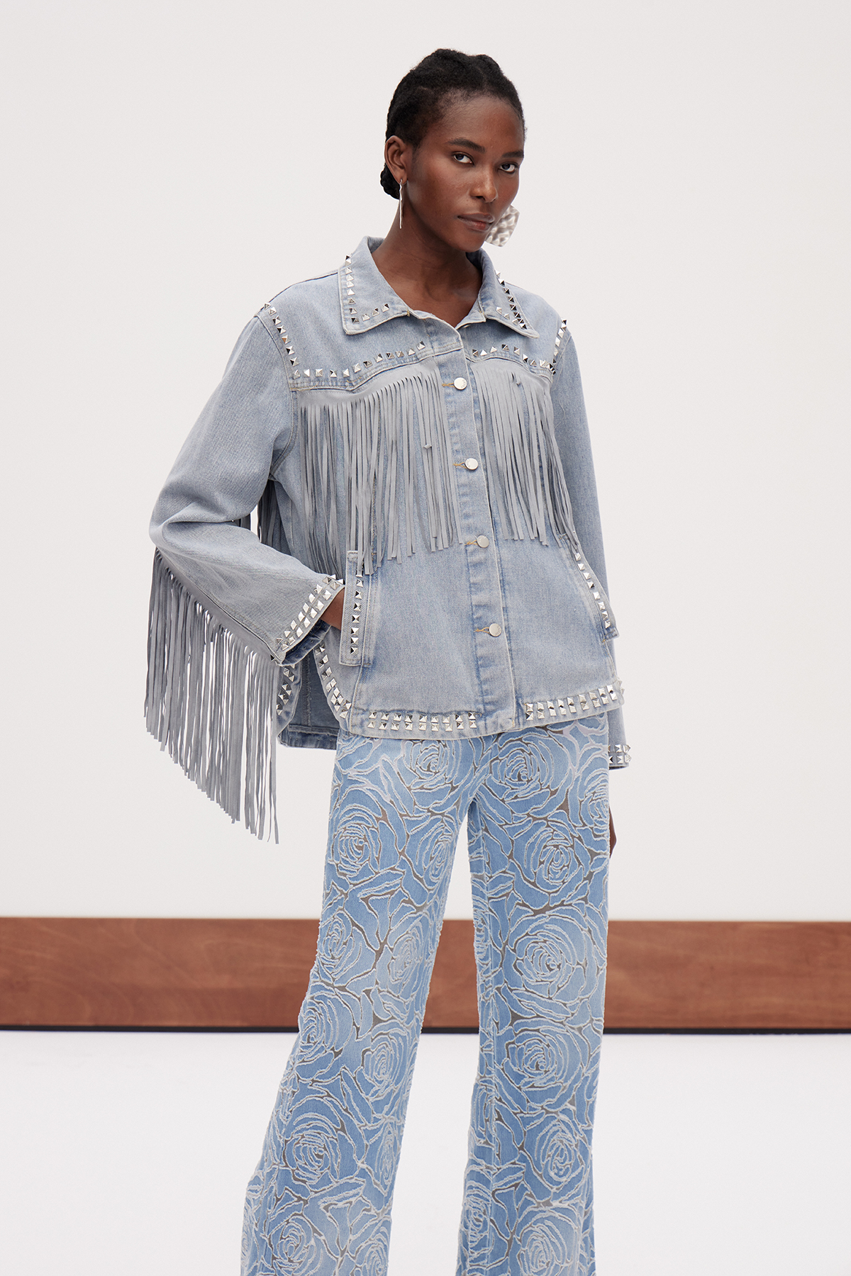 Gaja Fringe Embellished Denim Jacket