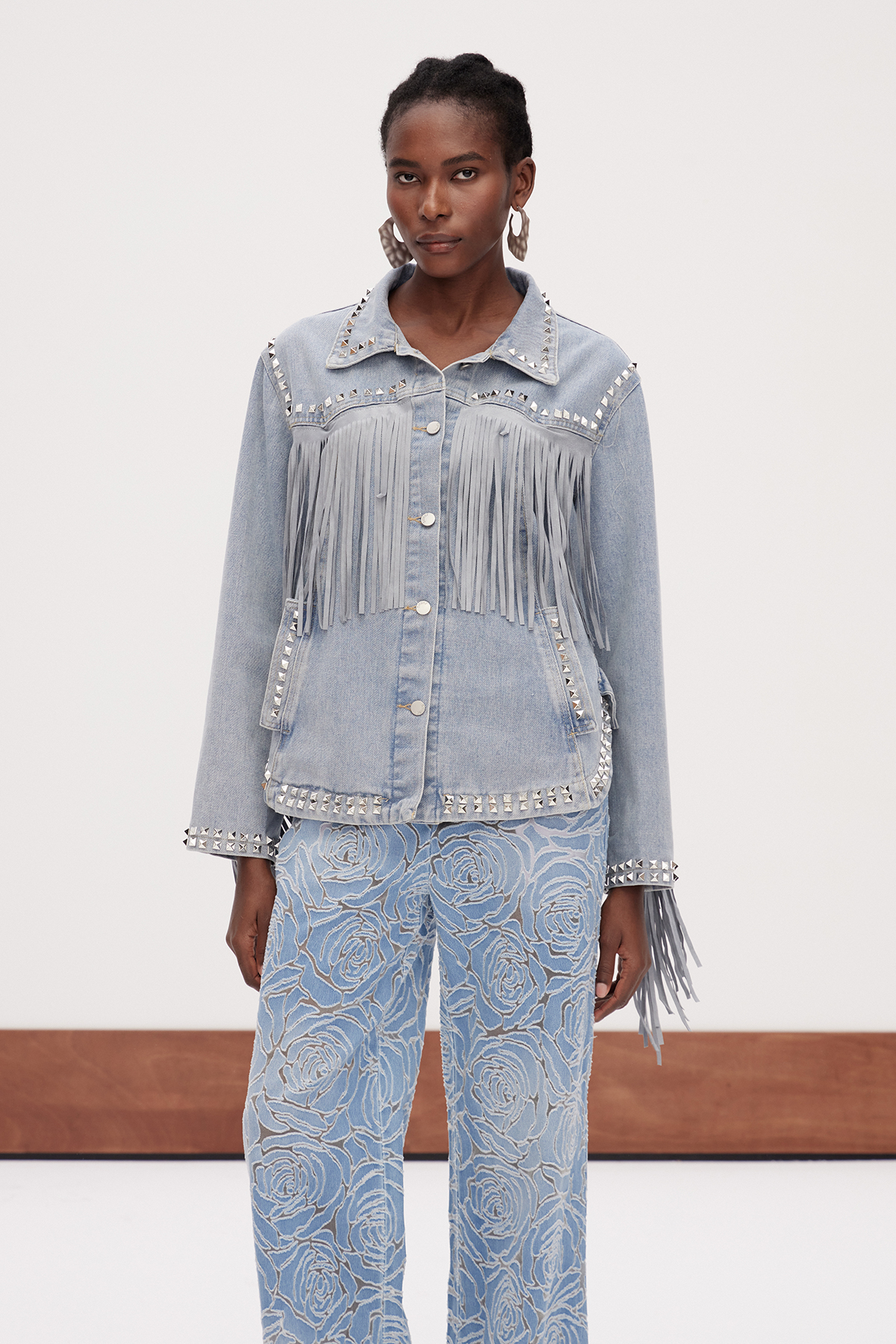 Gaja Fringe Embellished Denim Jacket