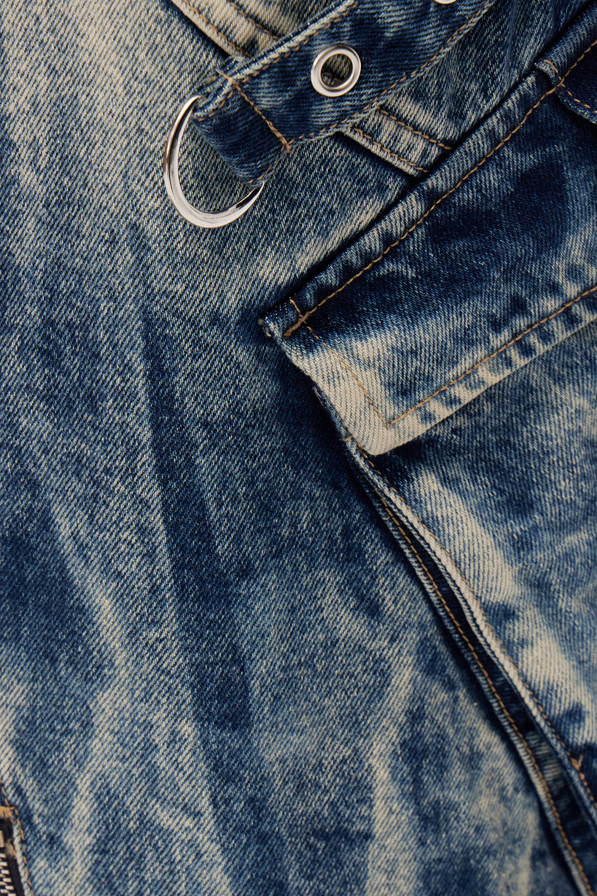 Galateia Deconstruct Bleached Denim Maxi Skirt