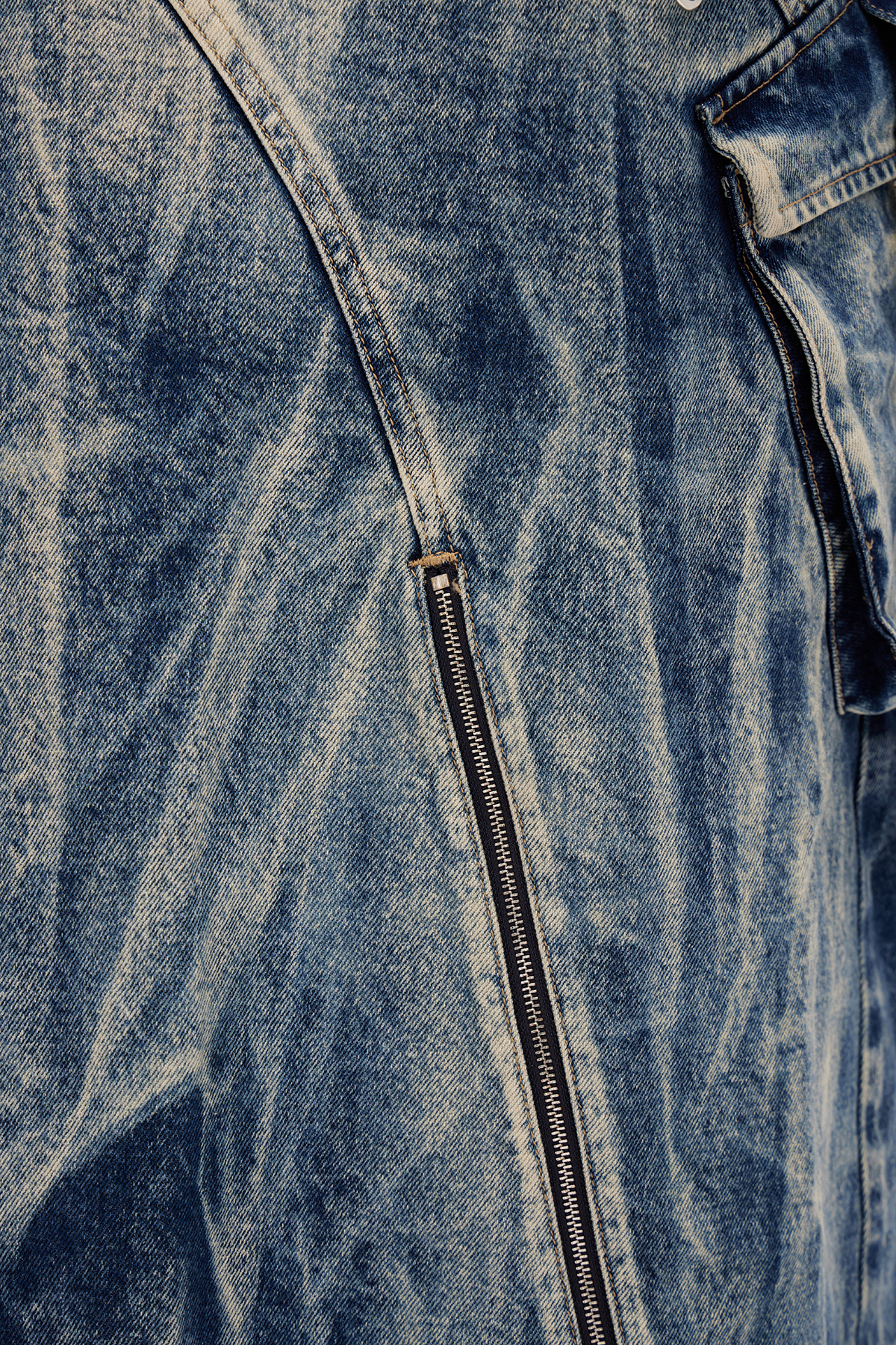 Galateia Deconstruct Bleached Denim Maxi Skirt