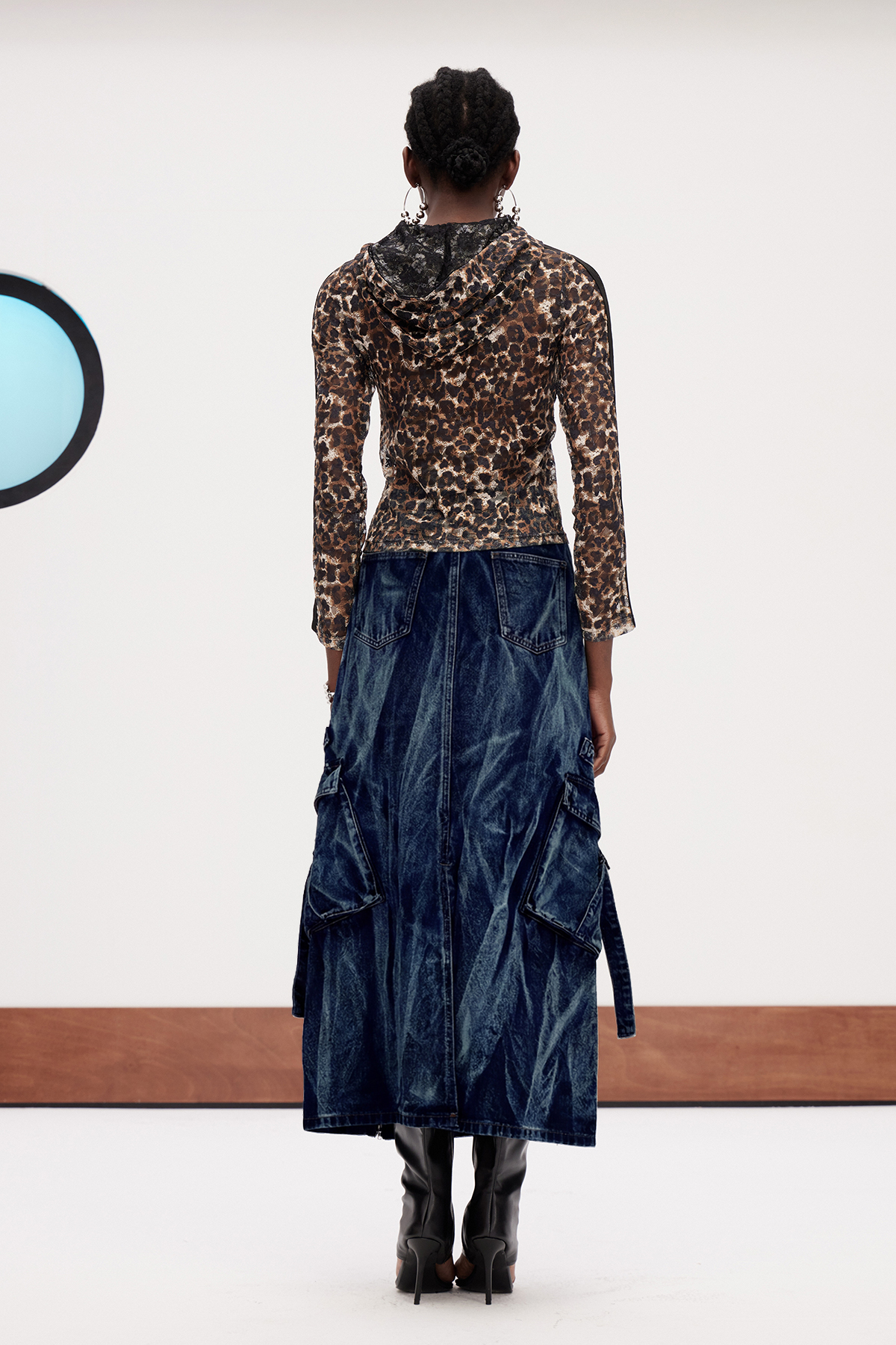 Galateia Deconstruct Bleached Denim Maxi Skirt