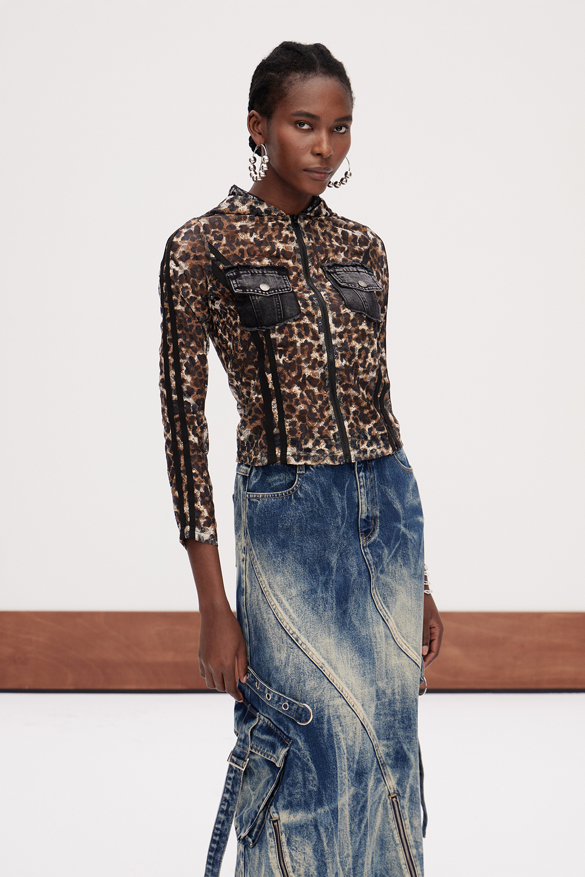 Galba Hooded Leopard Jacket