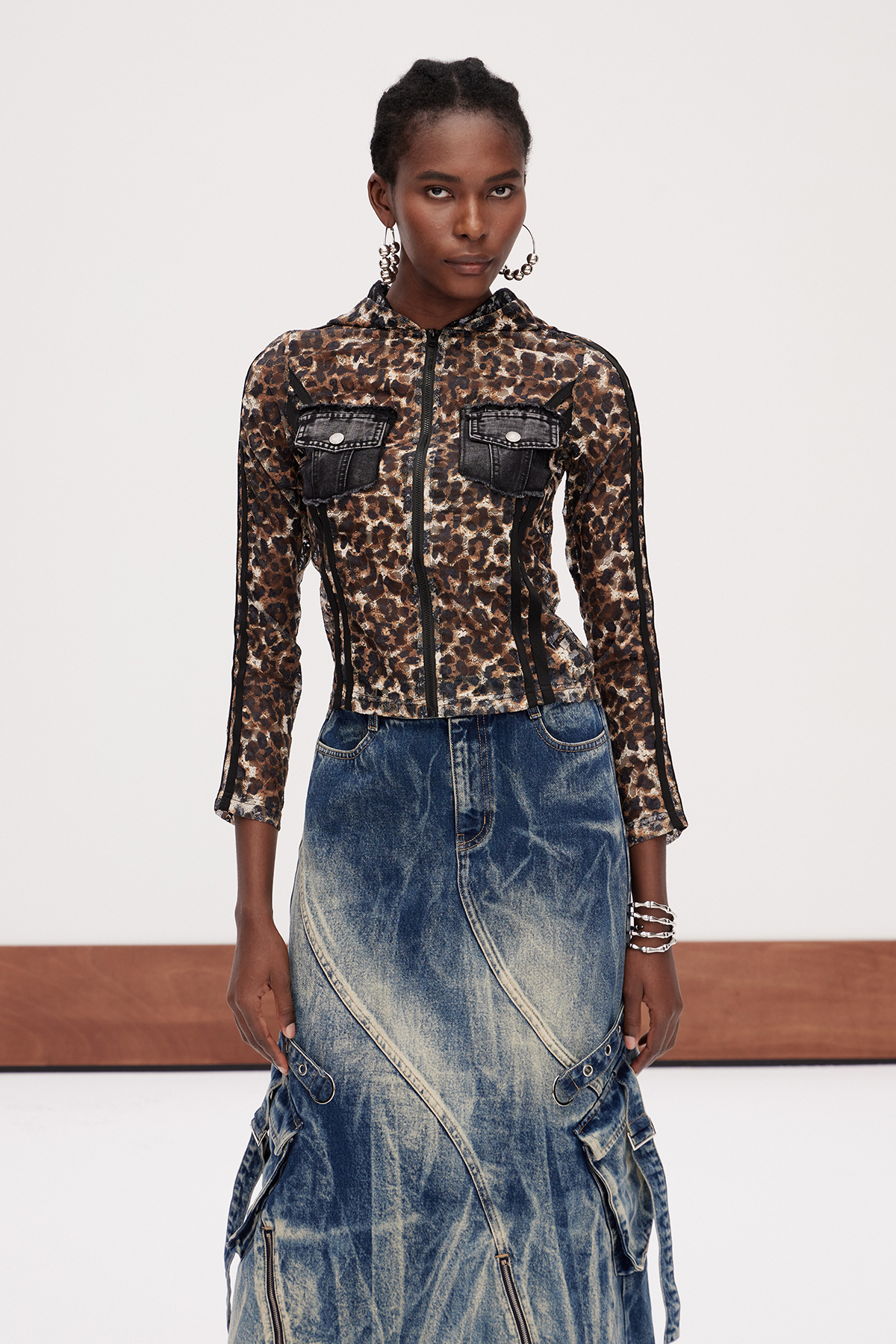 Galba Hooded Leopard Jacket