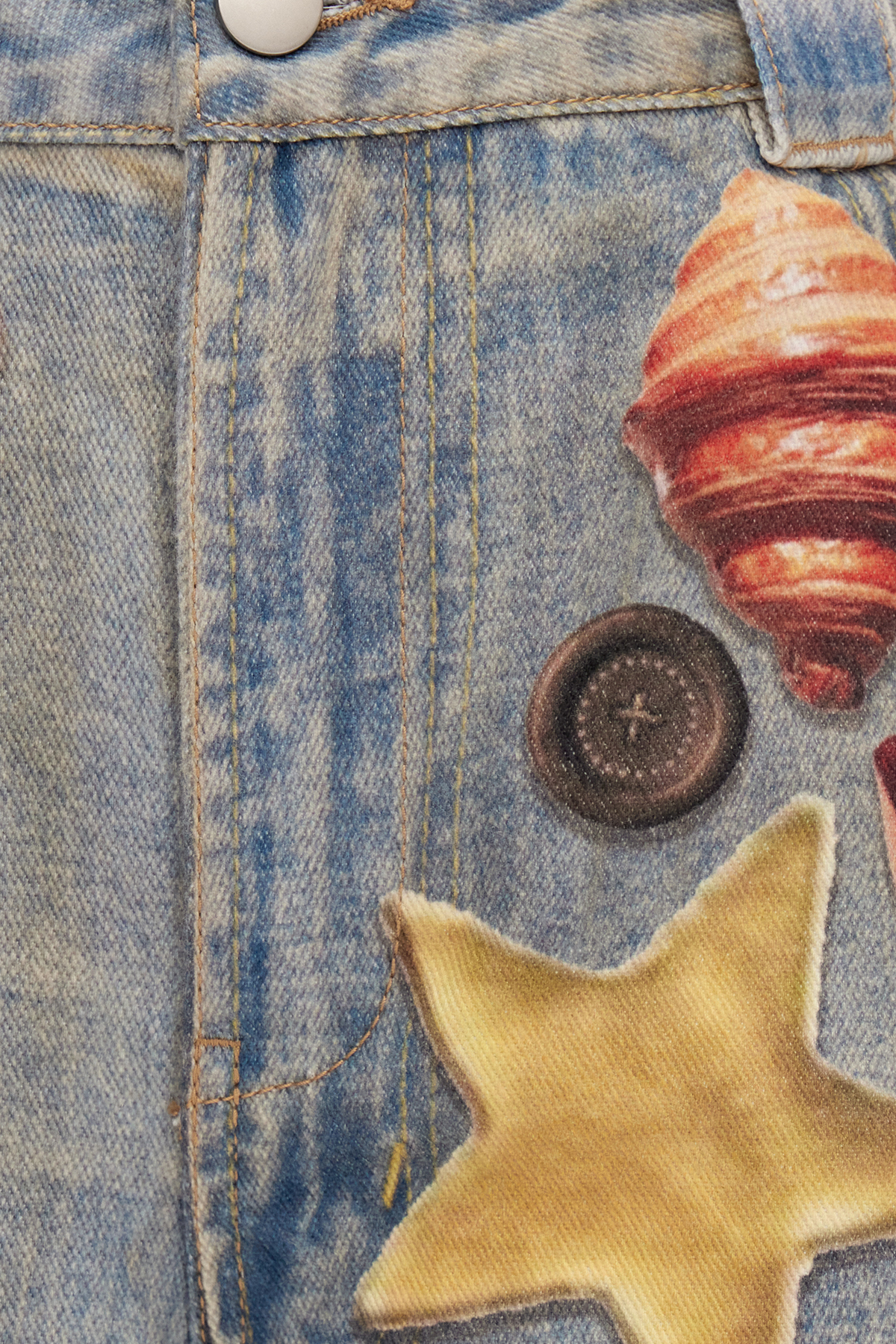 Galenos Bleached Print Baggy Jeans