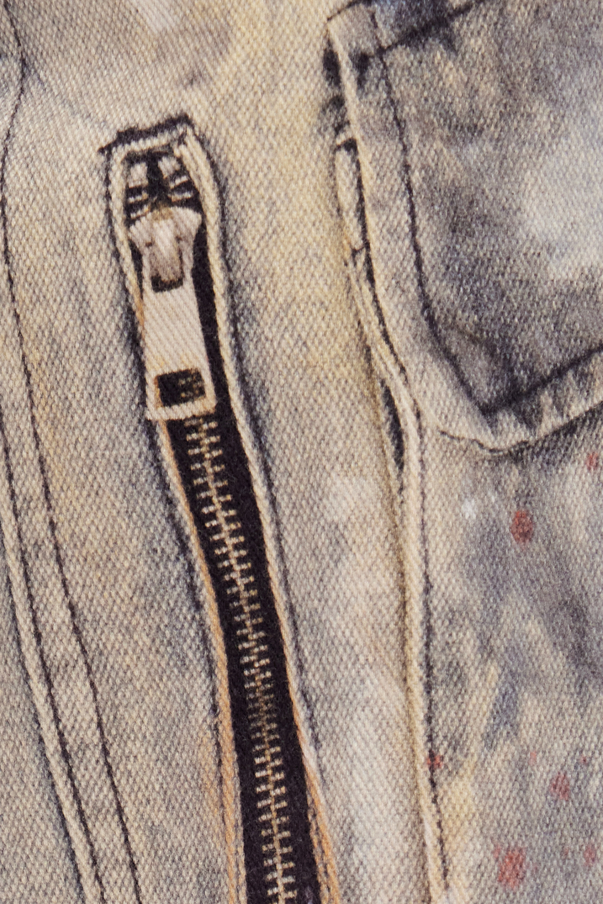 Galileo Zipper Bleached Print Jeans