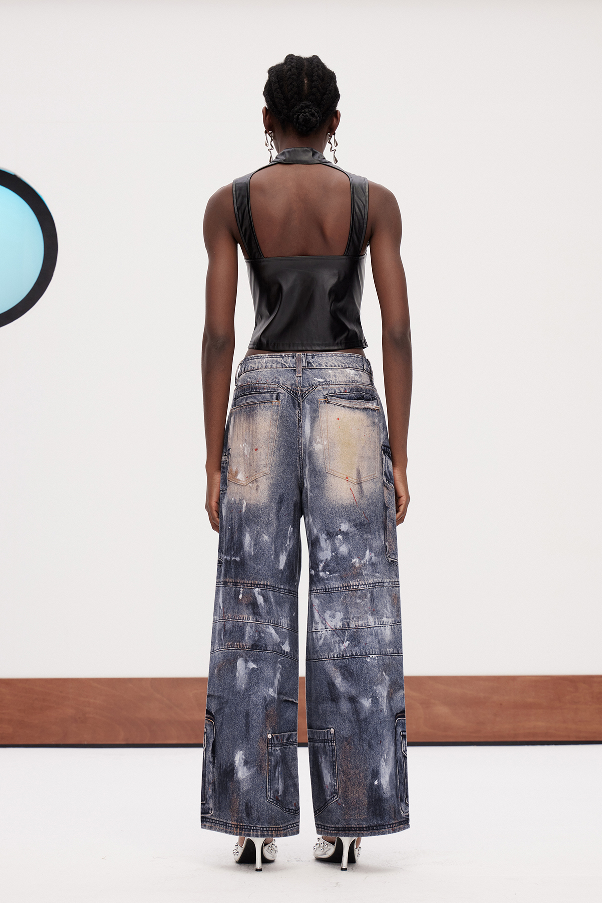 Galileo Zipper Bleached Print Jeans