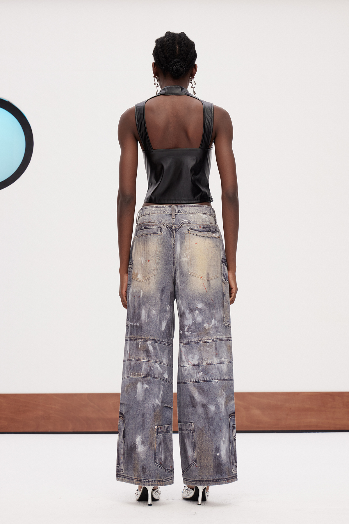 Galileo Zipper Bleached Print Jeans