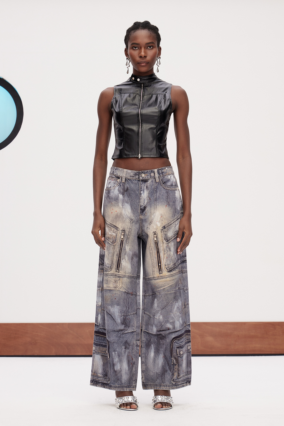 Galileo Zipper Bleached Print Jeans