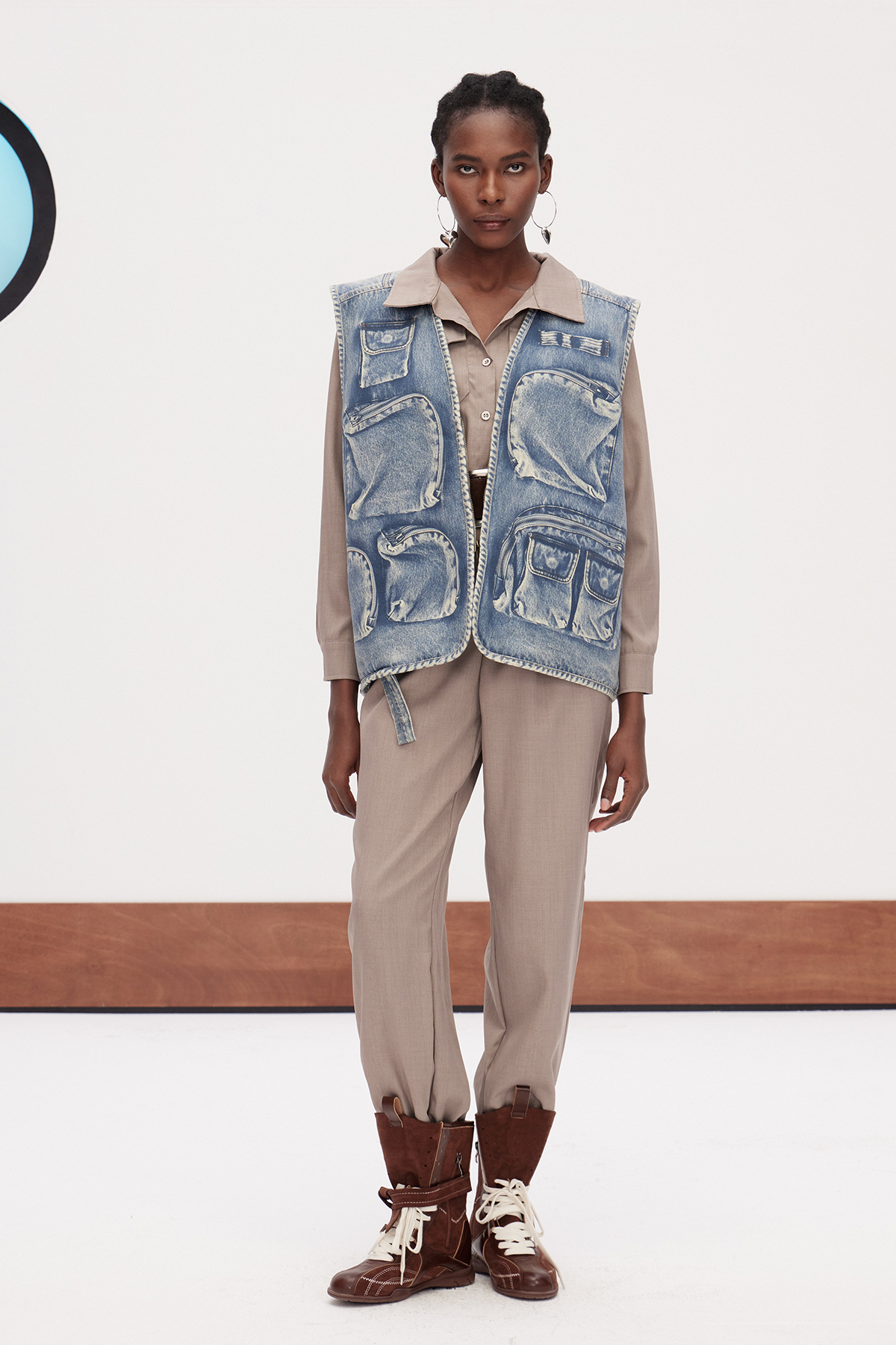 Galina Print Denim Vest