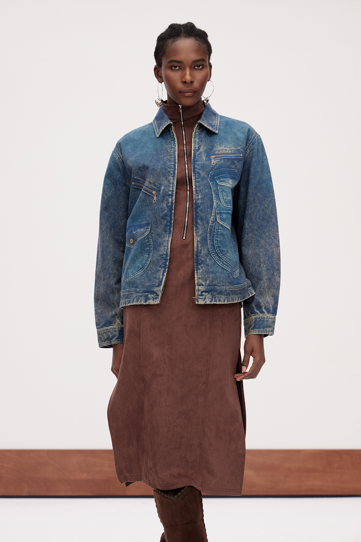 Galini Print Jacket In Dark Wash