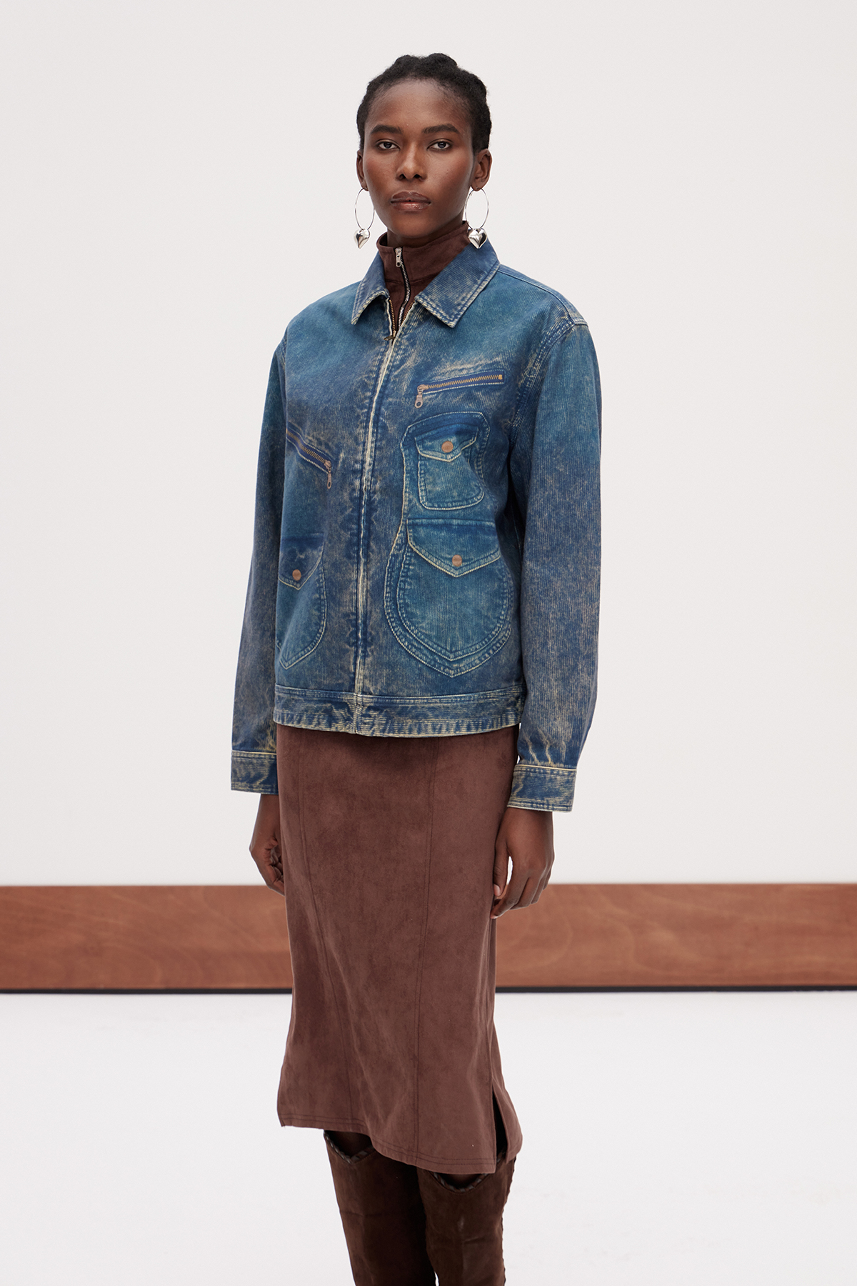 Galini Print Jacket In Dark Wash