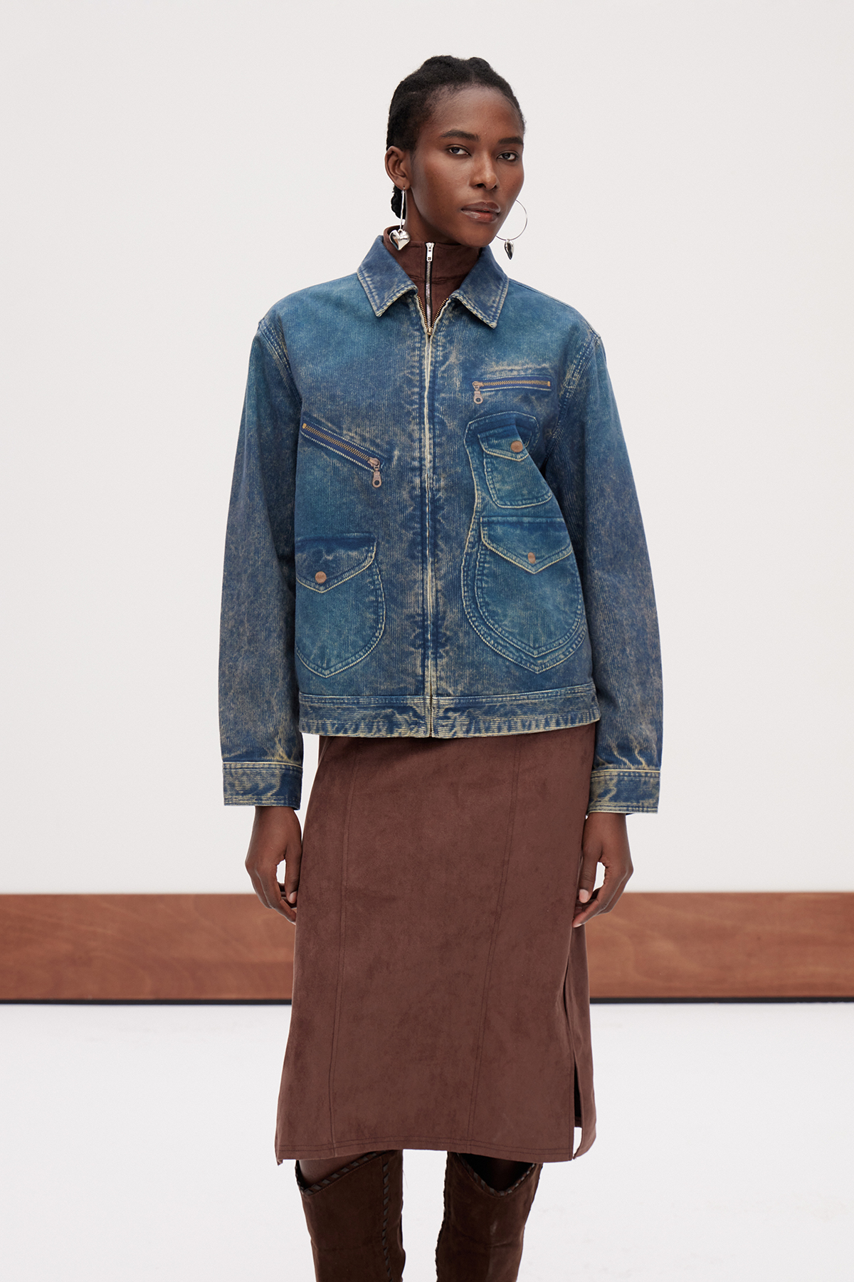 Galini Print Jacket In Dark Wash