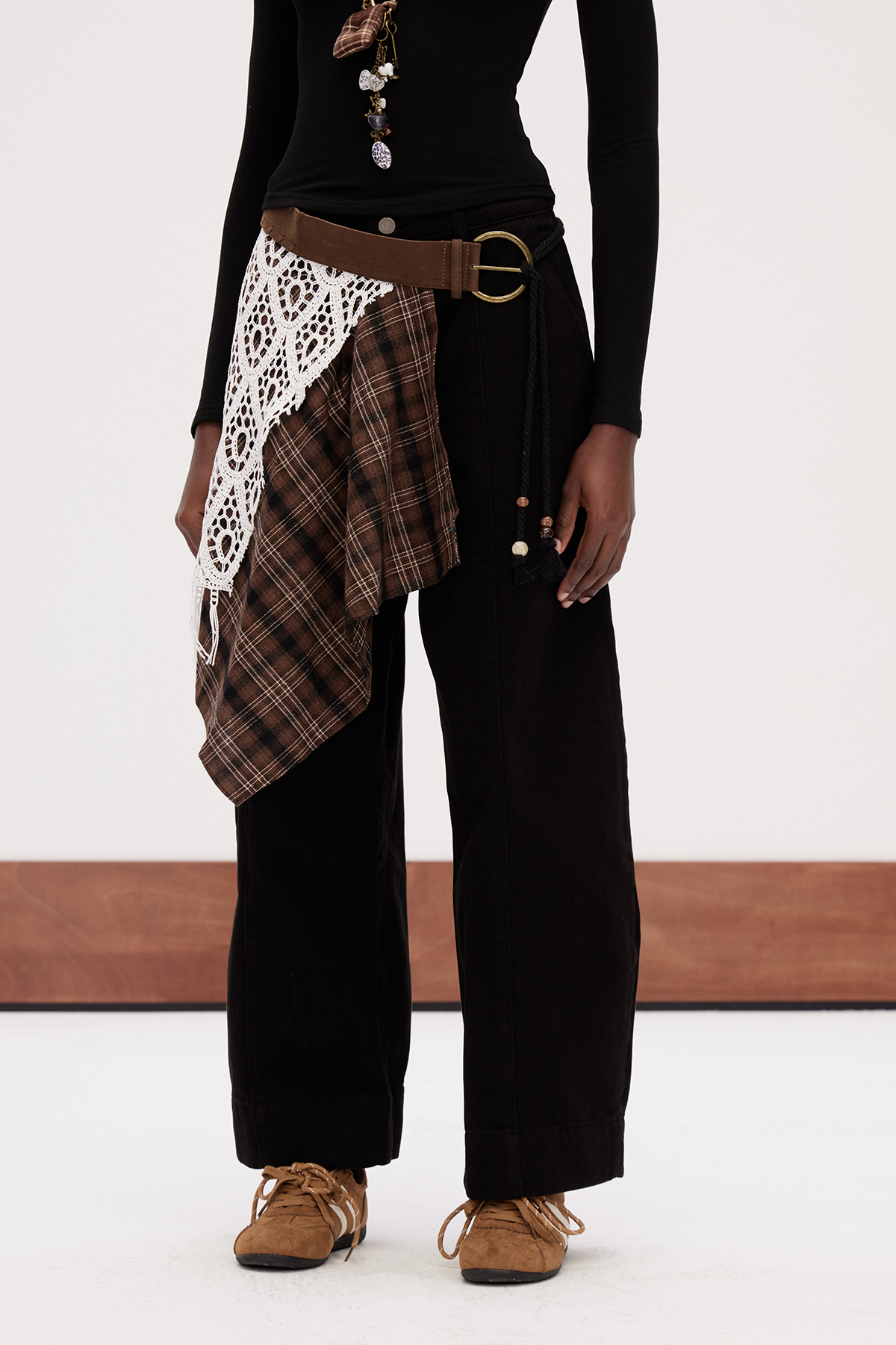 Galla Deconstruct Asymmetric Grid Pants