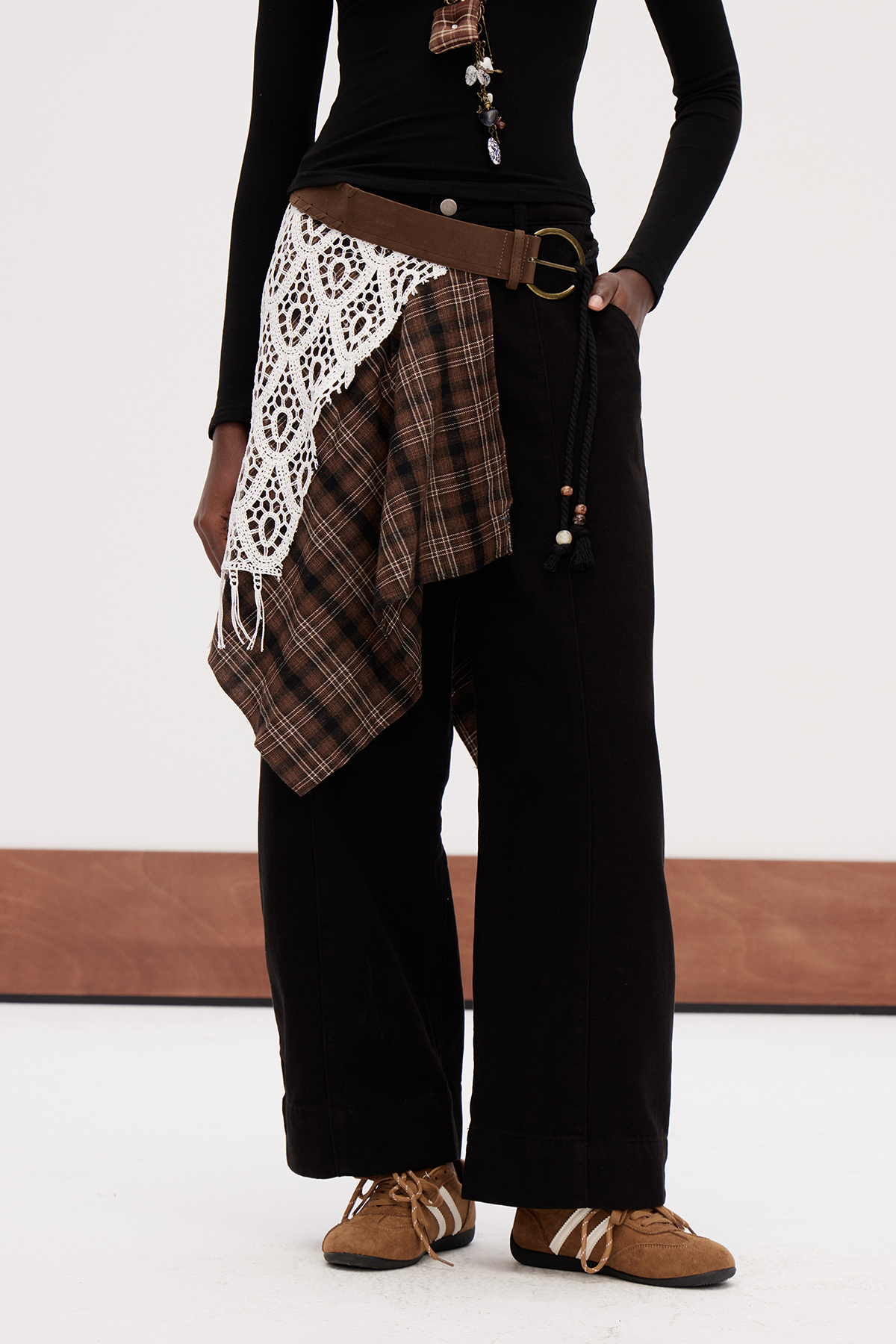 Galla Deconstruct Asymmetric Grid Pants