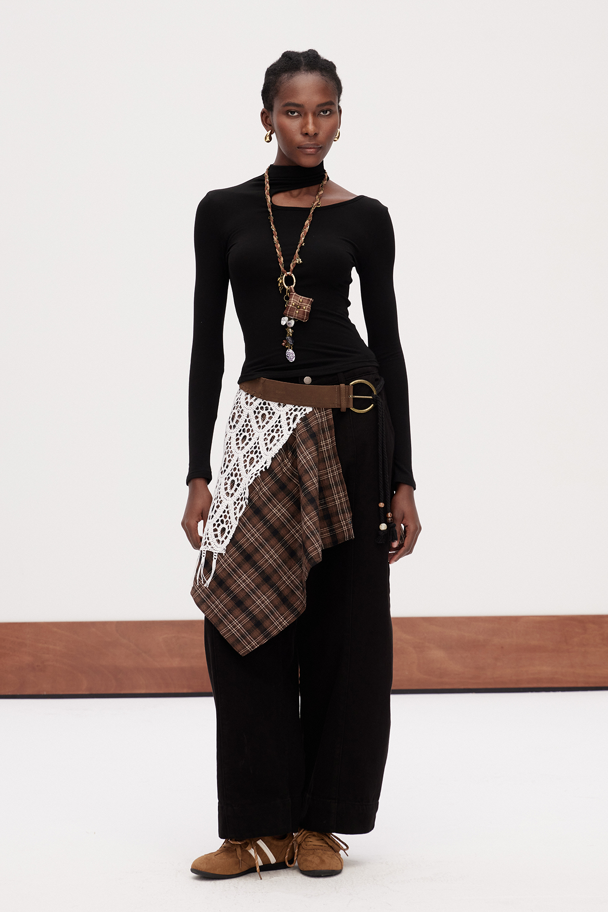 Galla Deconstruct Asymmetric Grid Pants