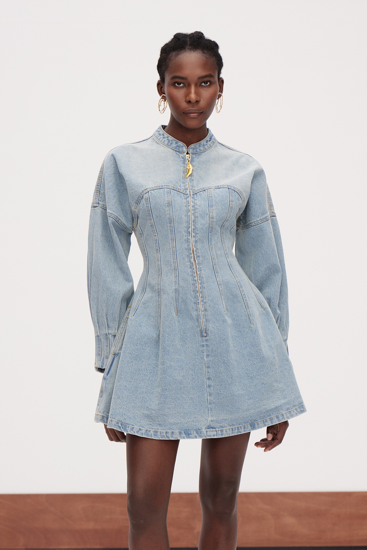 Gallagher Zipper Denim Mini Dress