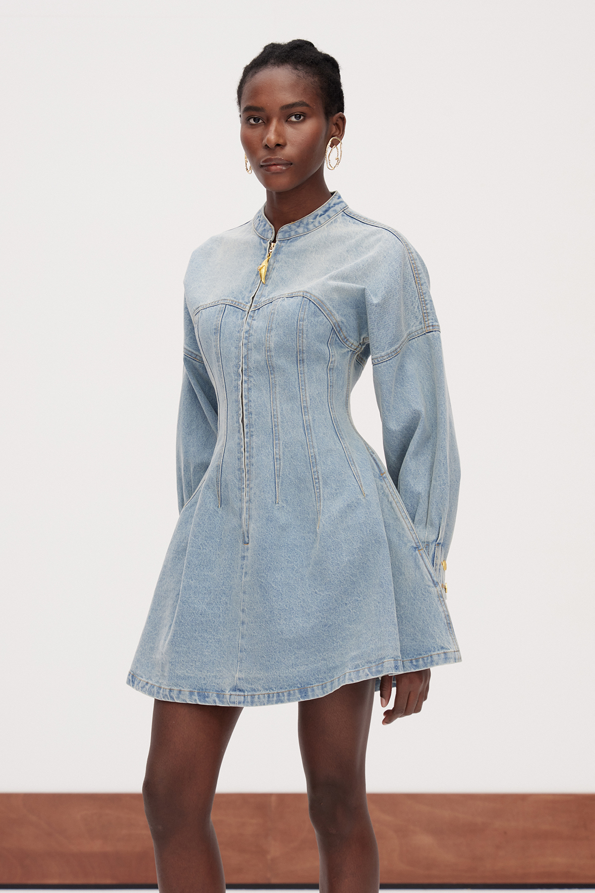 Gallagher Zipper Denim Mini Dress