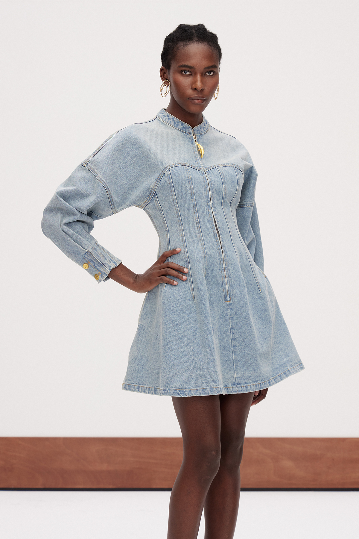 Gallagher Zipper Denim Mini Dress