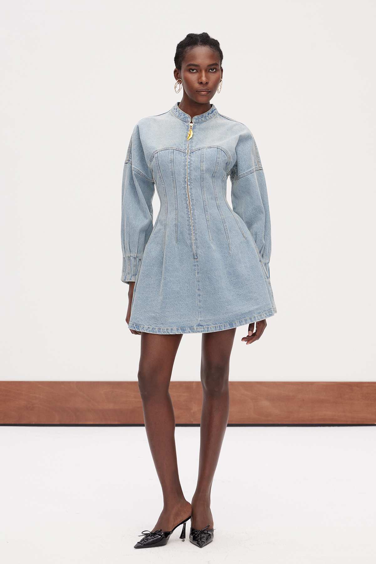 Gallagher Zipper Denim Mini Dress