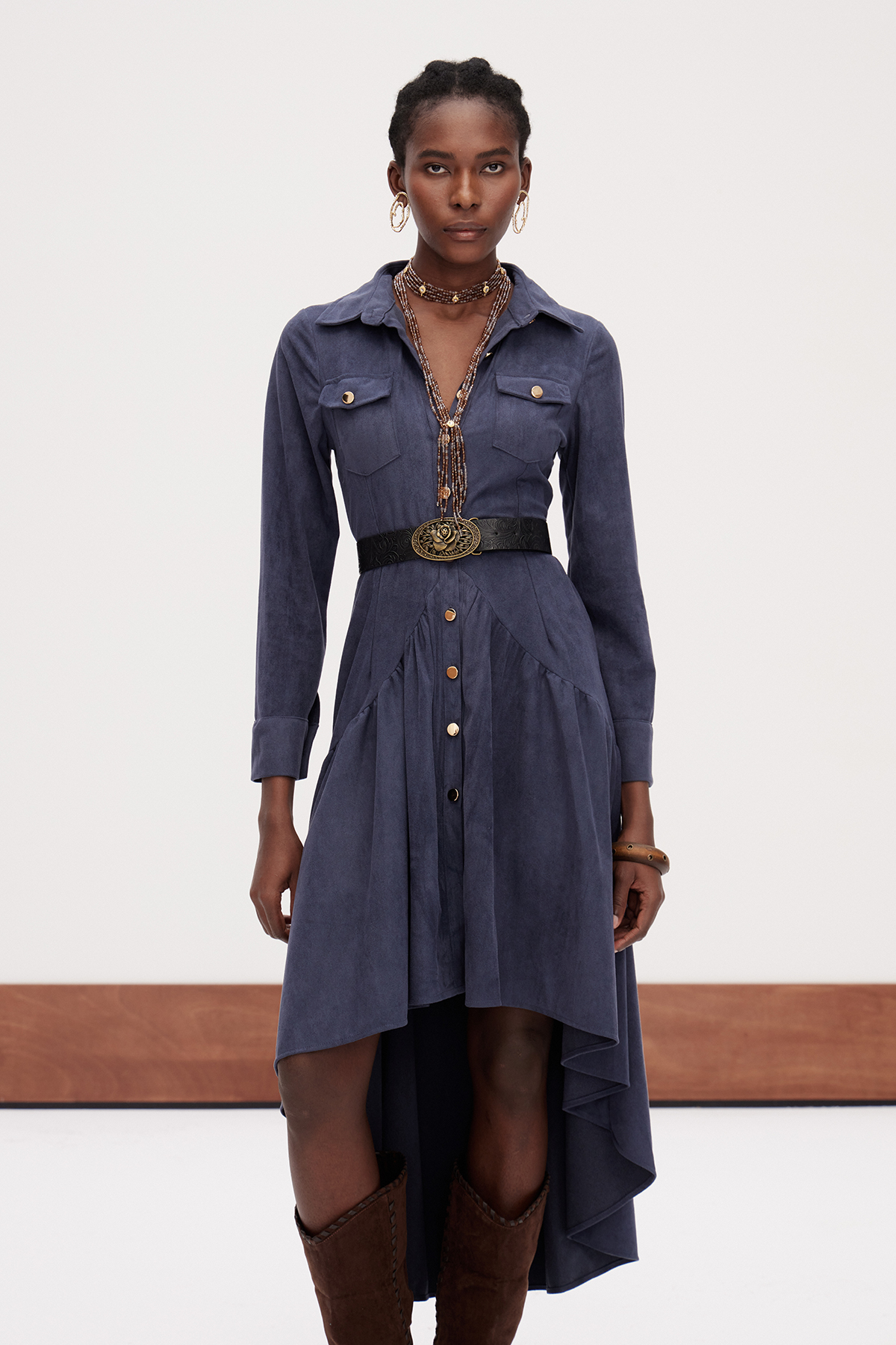 Gallo Velvet High Low Maxi Dress