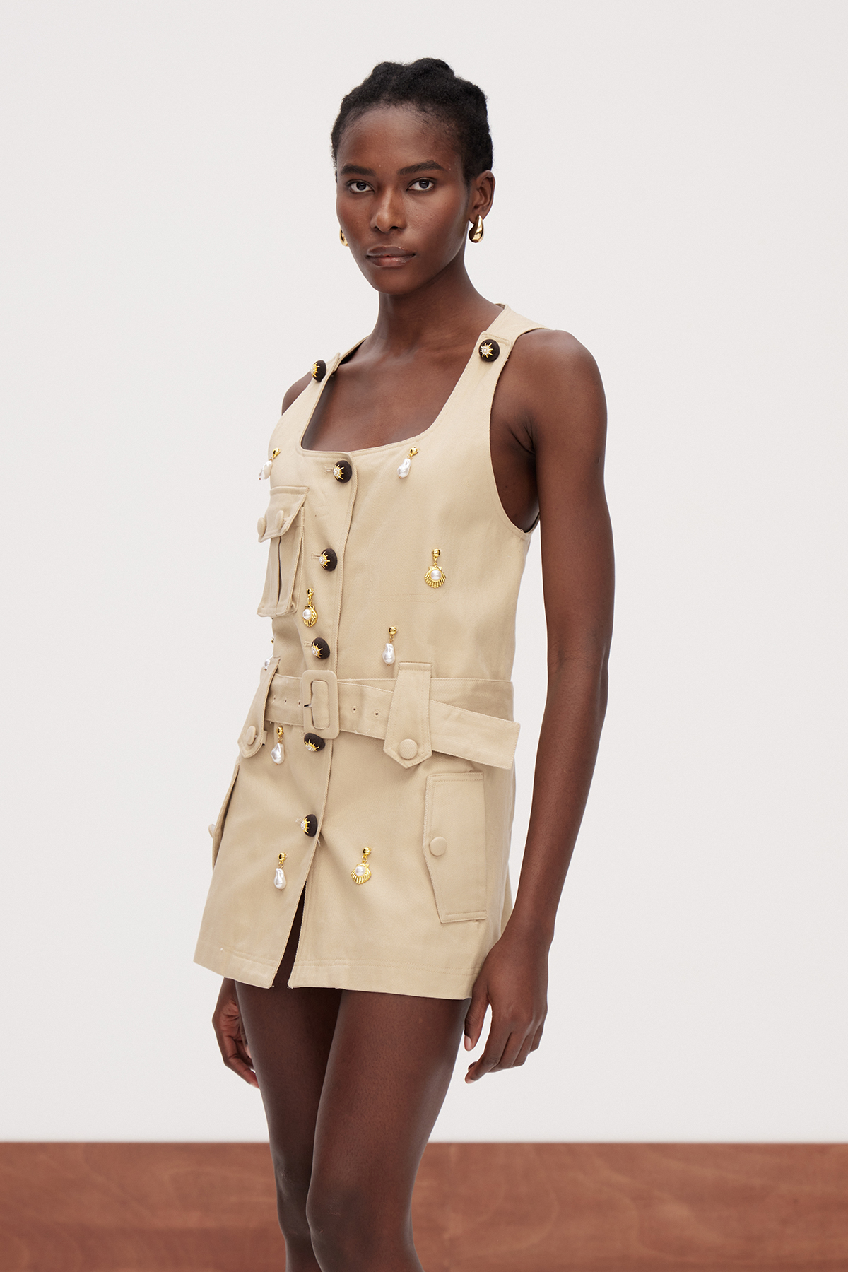 Galo Embellished Pearl Mini Dress