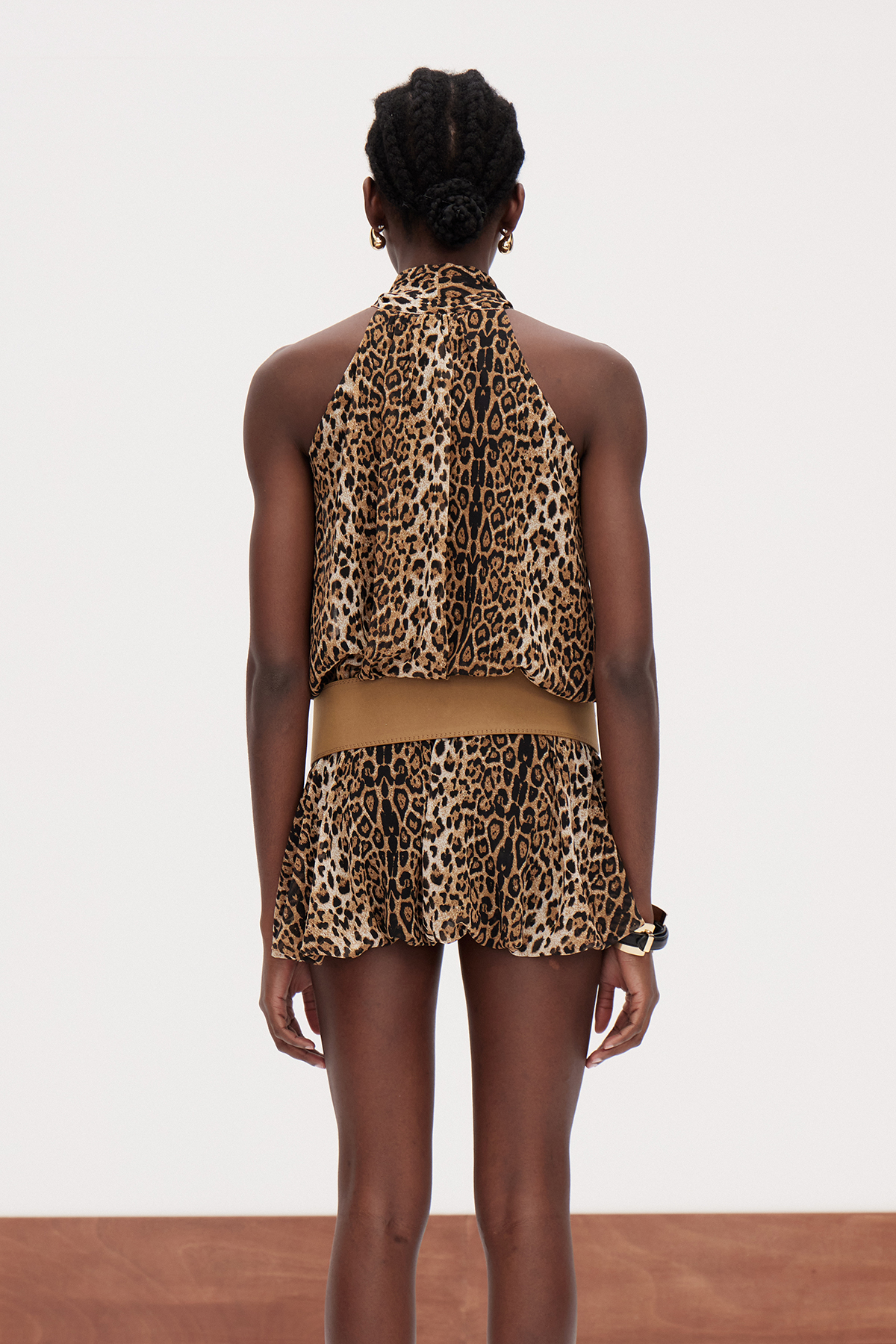 Galust Leopard Backless Mini Dress