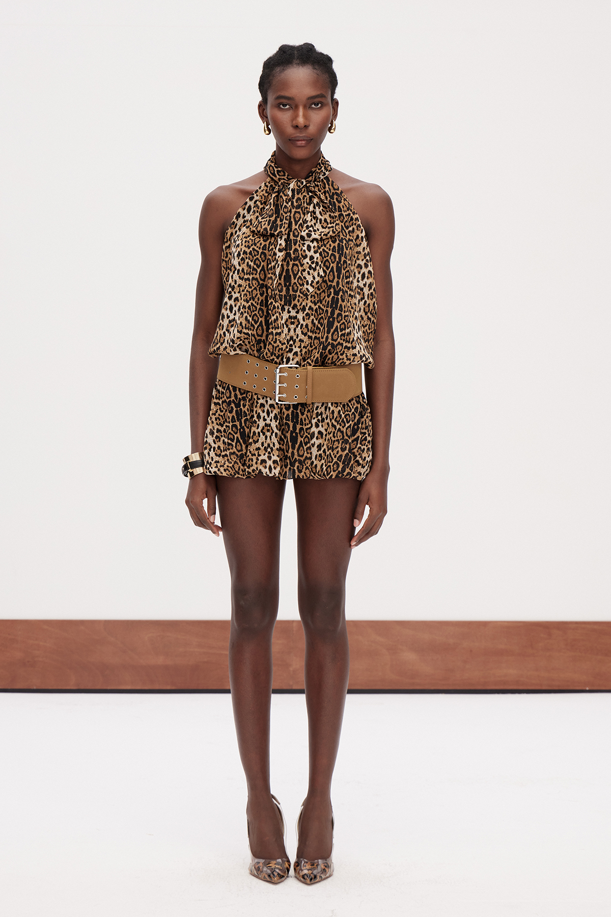 Galust Leopard Backless Mini Dress