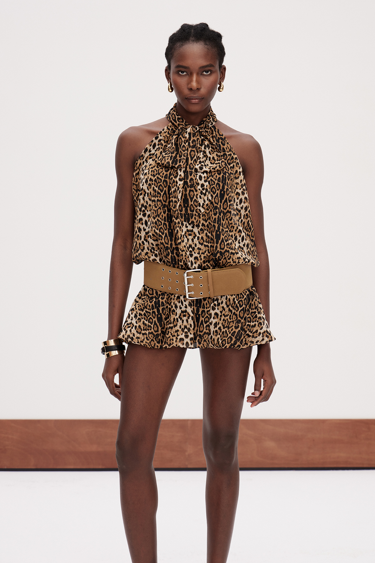 Galust Leopard Backless Mini Dress