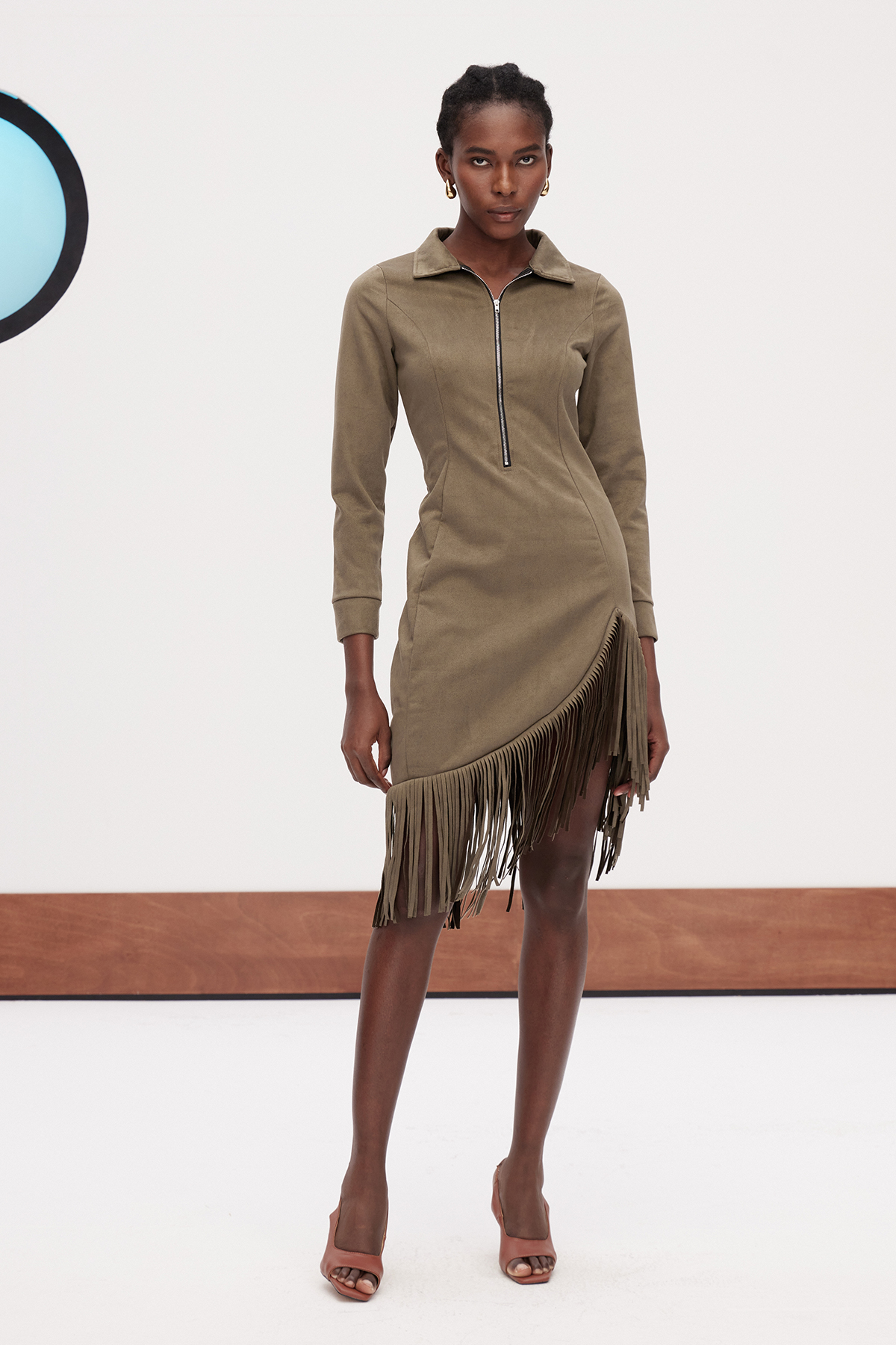 Galya Fringe Asymmetric Mini Dress