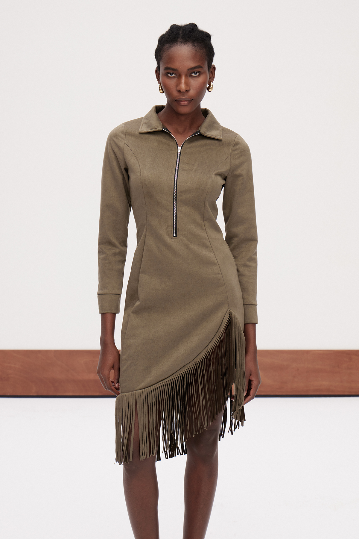 Galya Fringe Asymmetric Mini Dress