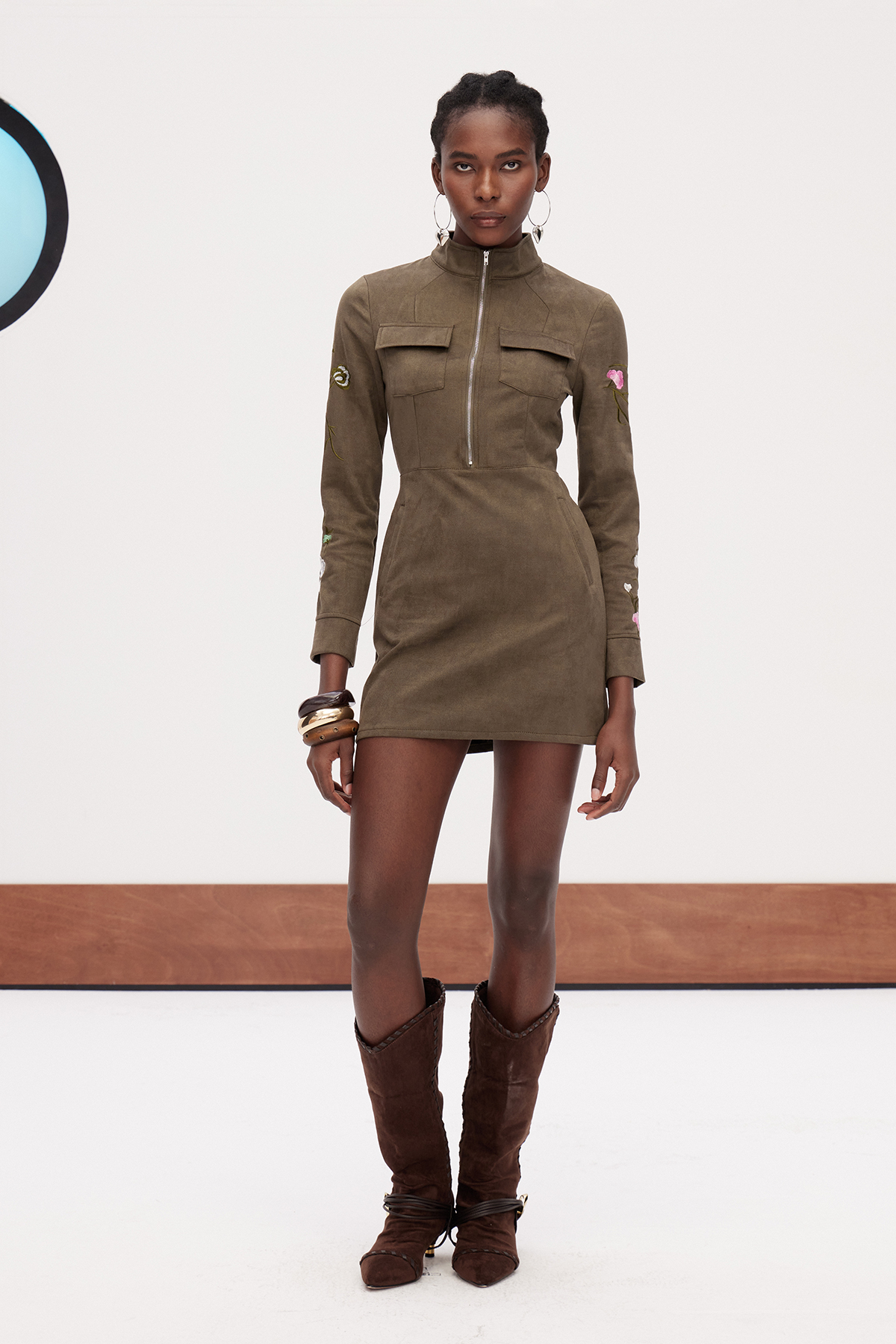 Galya Suede Zipper Mini Dress