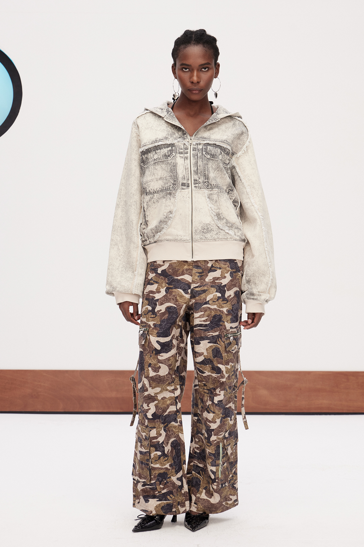 Garance Hooded Bleached Print Jacket