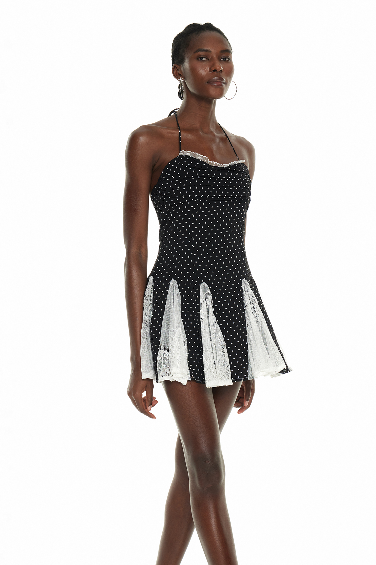 Ganna Dot Lace Mini Dress