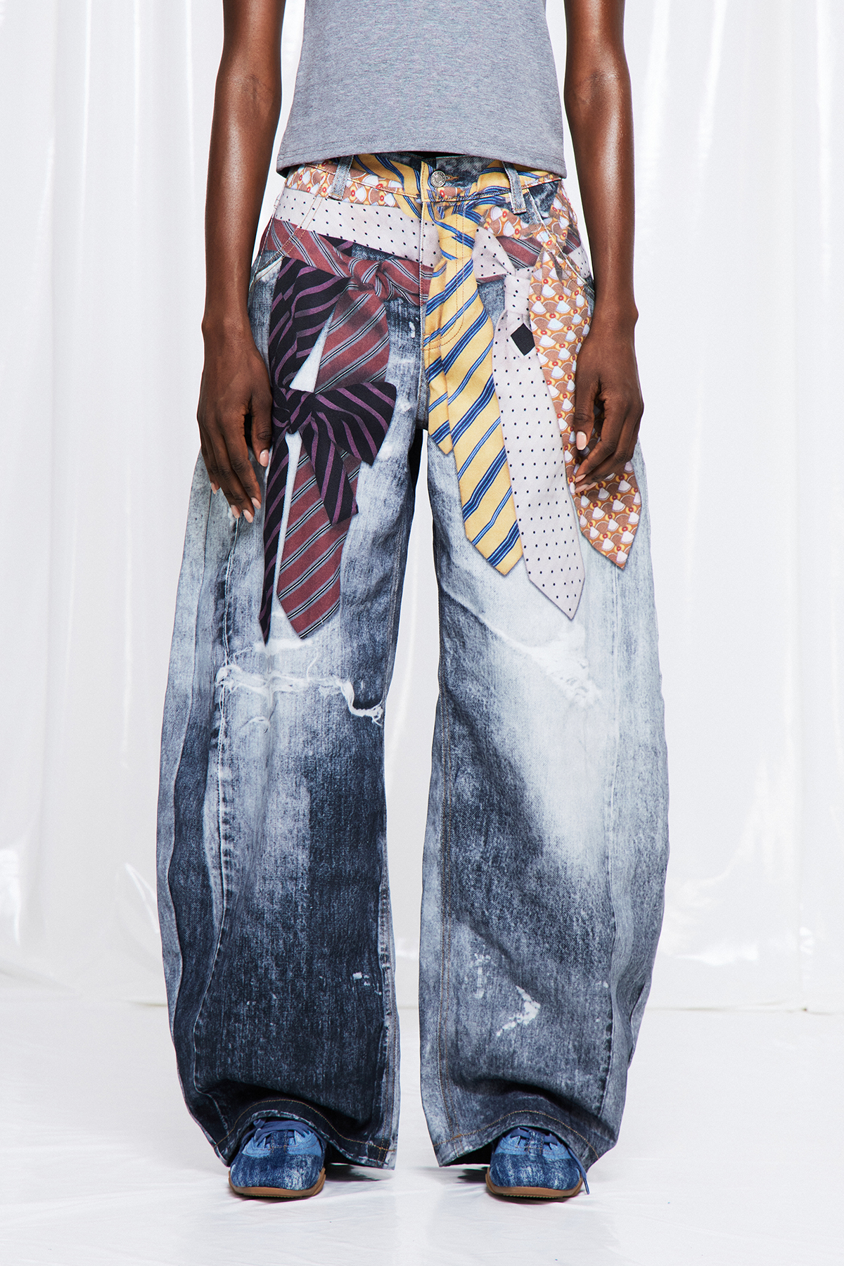 Ganymede Bleached Print Baggy Jeans