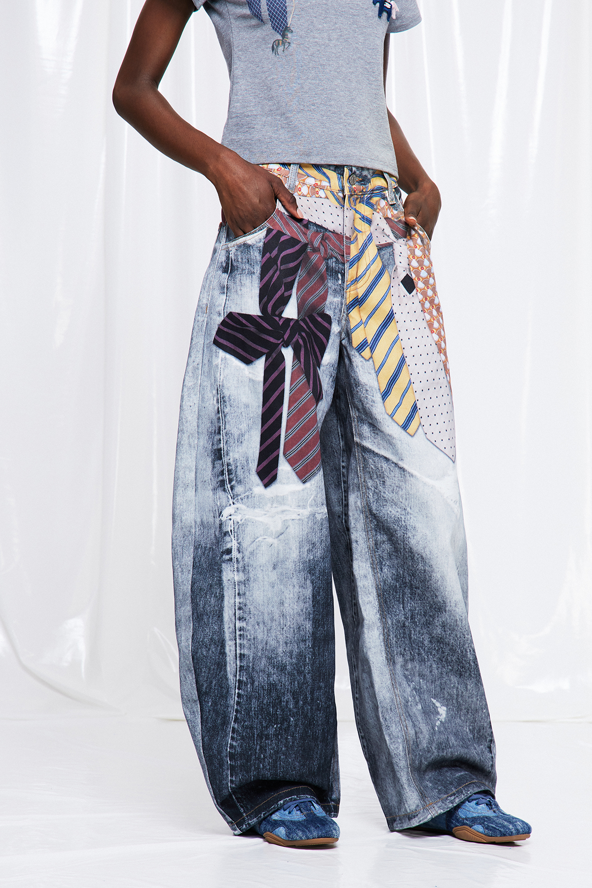 Ganymede Bleached Print Baggy Jeans