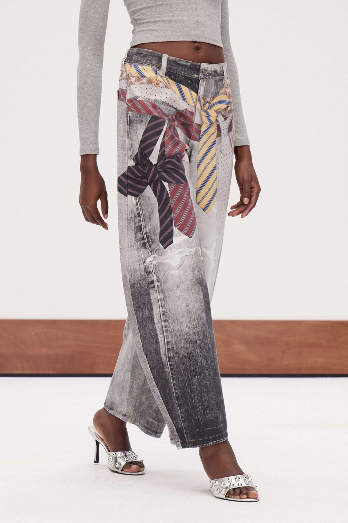 Ganymede Bleached Print Baggy Jeans