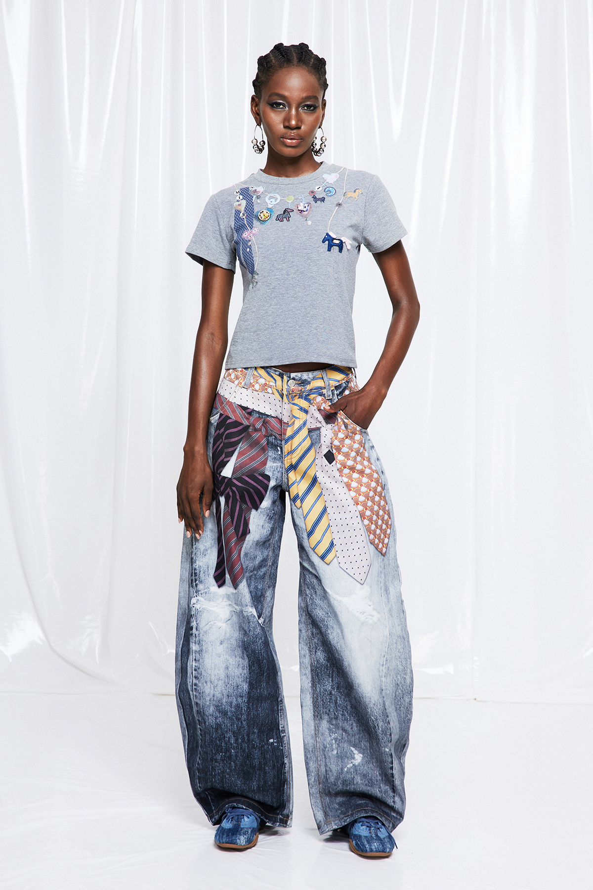 Ganymede Bleached Print Baggy Jeans