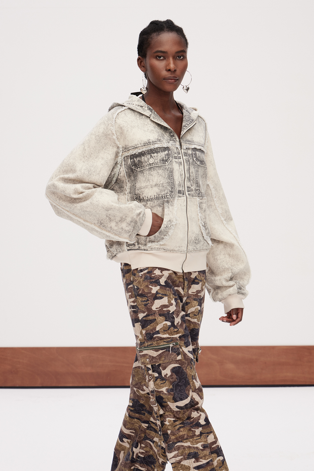 Garance Hooded Bleached Print Jacket