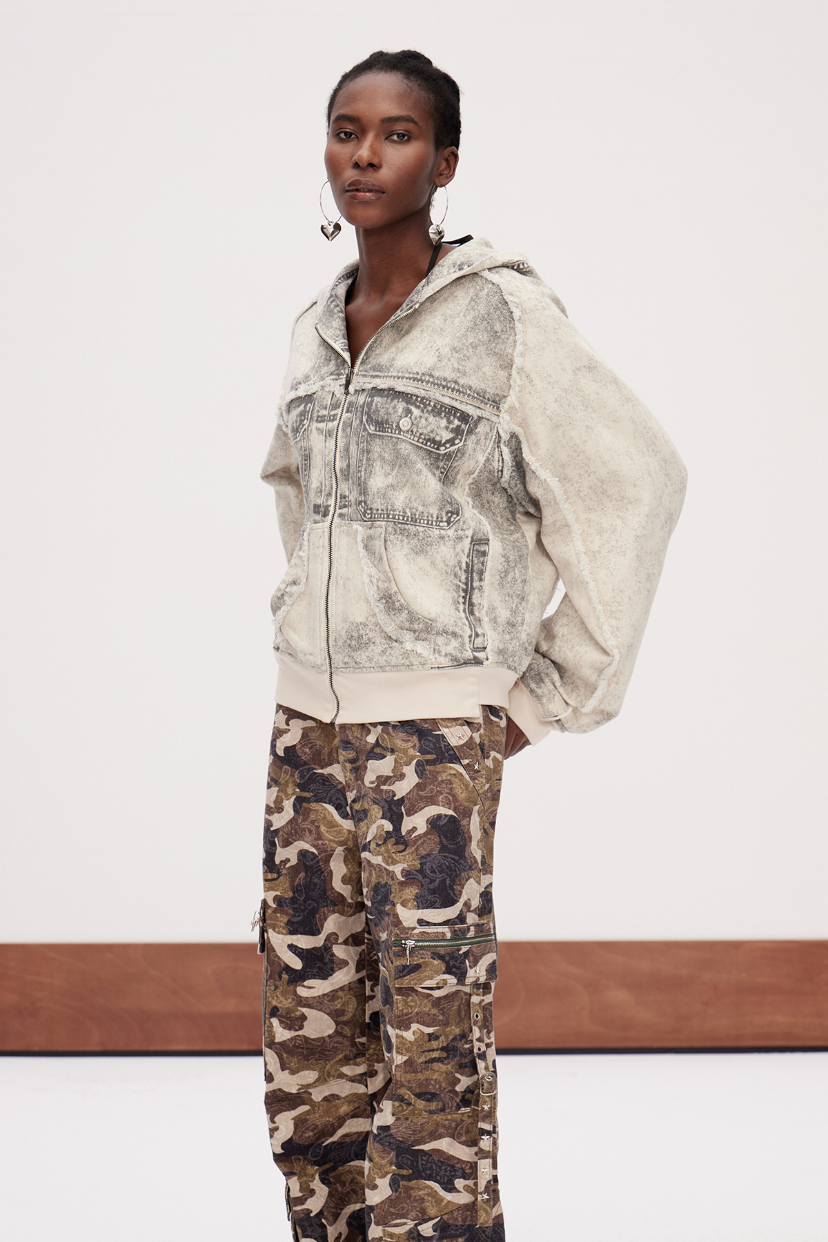 Garance Hooded Bleached Print Jacket