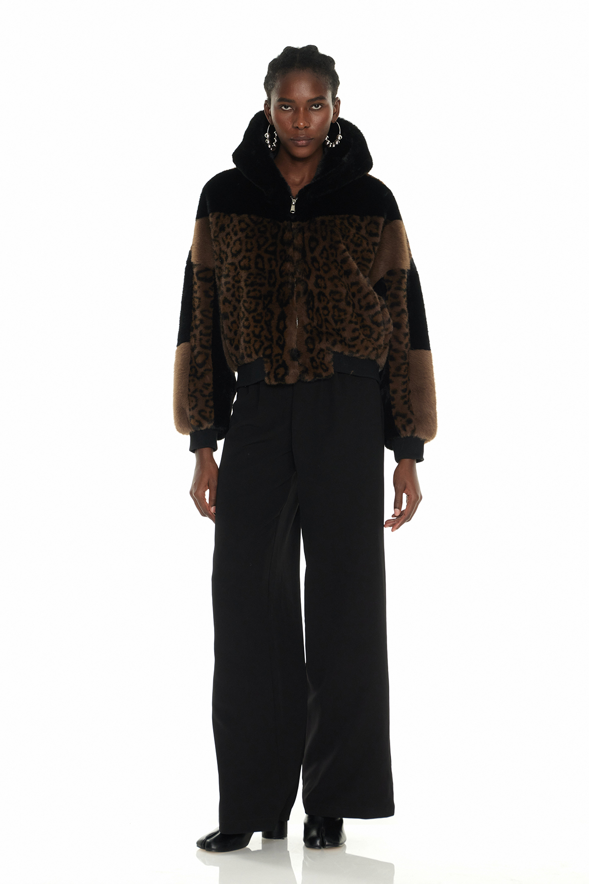 Garegin Hooded Leopard Faux Fur Jacket