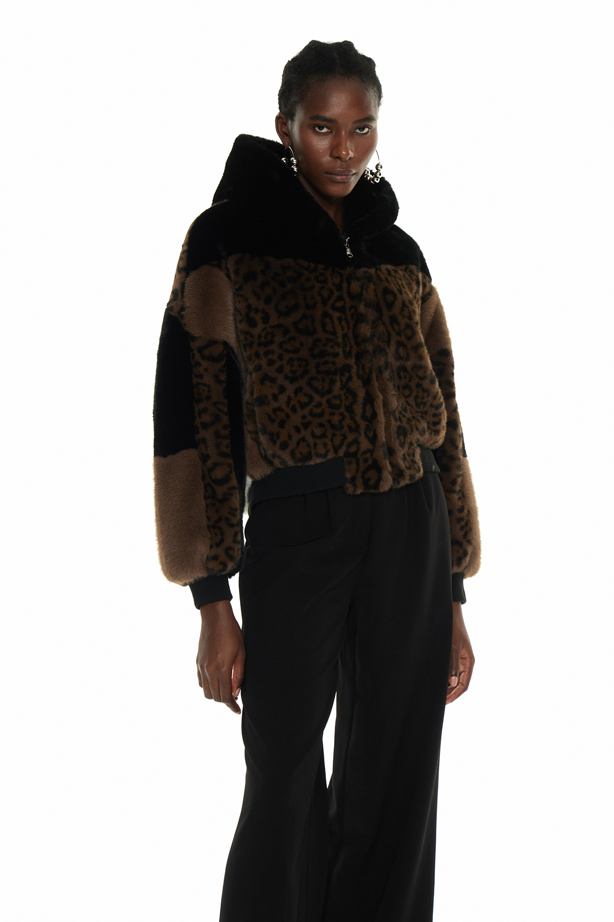 Garegin Hooded Leopard Faux Fur Jacket